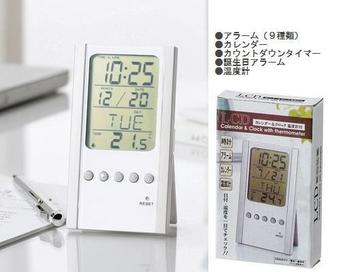 LCDカレンダー&クロック 温度計付