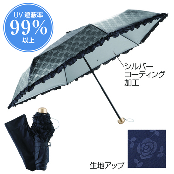ローズチェック晴雨兼用折りたたみ傘