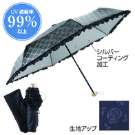 ローズチェック晴雨兼用折りたたみ傘の画像