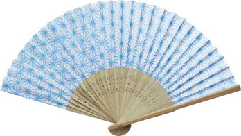 日本の伝統柄扇子 麻の葉(すす竹)