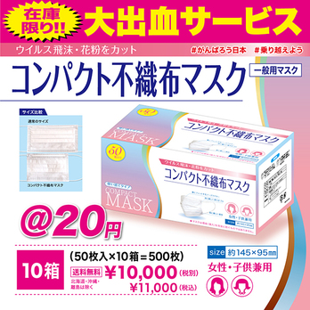 3層マスク 女性・子供用 10箱セット